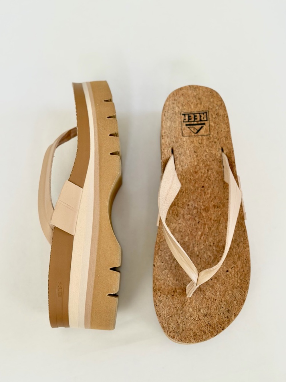 Reef Cork Platform Flip Flop Sandals Chunky Neutral Wedge Women’s 7